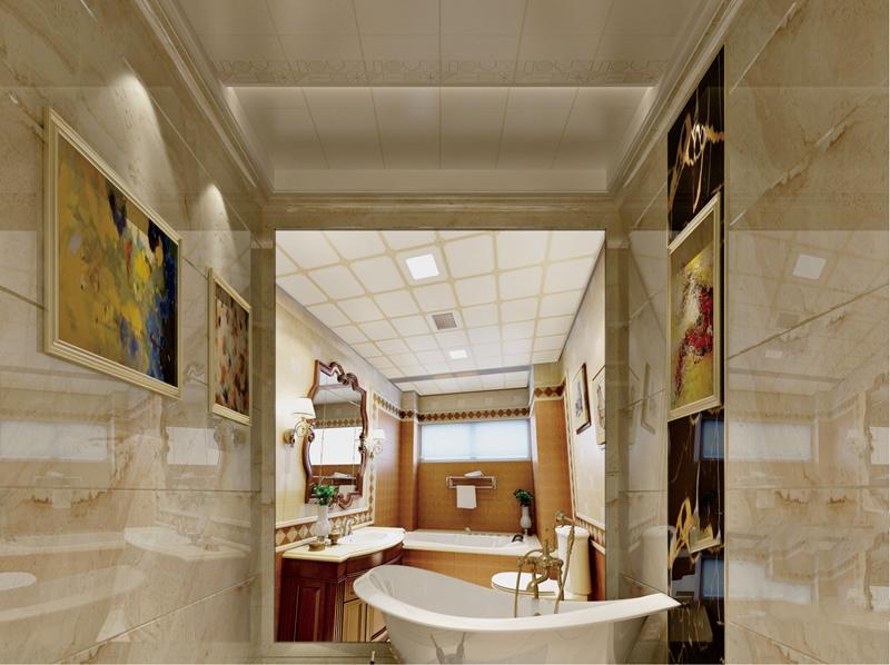 欧式风格卫生间（卫浴）集成吊顶、集成墙面整装效果图
